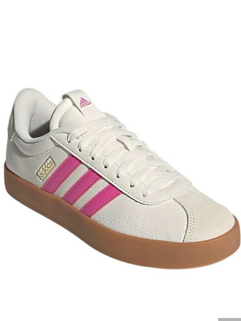 Adidas VL Court Bold Women’s White Sneakers with Pink Stripes